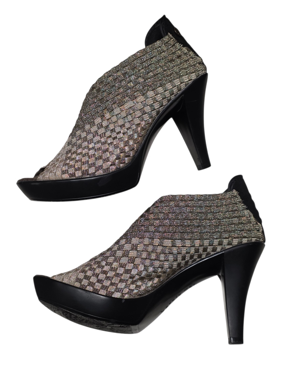 NEW Bernie Mev Chesca Golden Bronze Woven High Heel Booties Size 39 / 8.5 - Picture 6 of 12